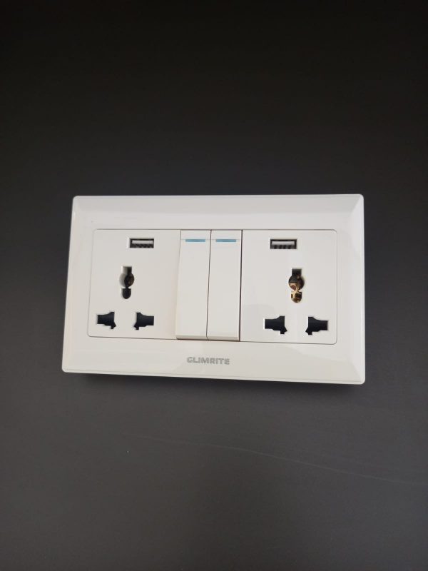 Double multi 13A socket with USB